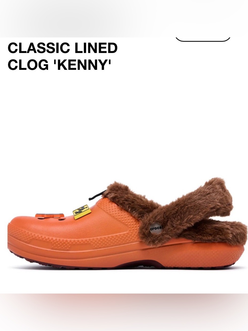 CROCS x South Park Classic Lined Clog 'Kenny' in Orange with Brown Fur